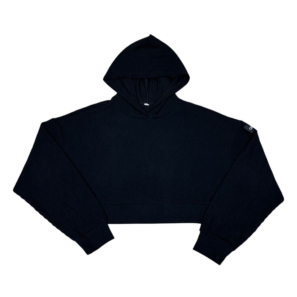 Alo Yoga Muse Ribbed Cropped Oversized Hoodie Women's Minimalist
